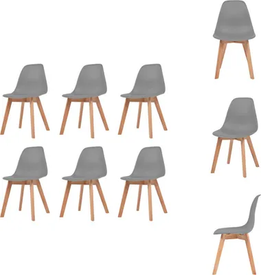 Imagen del producto de vidaXL: 6 sillas de comedor grises de plástico - Sillas para comedor