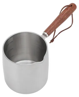 Produktbild von Milchtopf mit Ausgießer 450ml Edelstahl Holzgriff Induktionsboden 2 Ausgießer