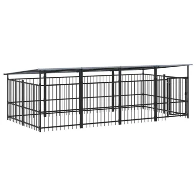 Produktbild von vidaXL Outdoor-Hundezwinger mit Dach Stahl 7,51 m²
