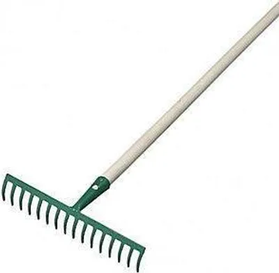 Produktbild von J.A.D. TOOLS Metallharke grün, 16 Zähne mit Stiel 160 cm