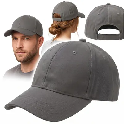 Produktbild von Baseballkappe Mit Schirm, Grössenverstellbar, Uni, Herren Und Damen, Grau, Modisch