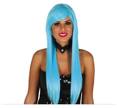 Productafbeelding van Deluxe langharige pruik, model Glamourgirl, turquoise, voor dames
