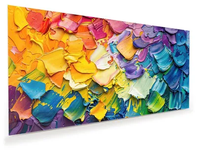 Produktbild von Glasbild 120x60cm in XXL für Wohnzimmer, Schlafzimmer Motiv Farbenfrohe Pinselstriche
