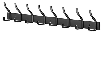 Produktbild von Schwarze Garderobe mit Edelstahlhaken, Wandkleiderhaken mit 8 Haken, Garderobe für Schlafzimmer, Badezimmer, Küche, Kleiderständer (Schwarz, 8 Haken)
