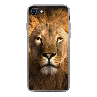 Produktbild von MuchoWow® Handyhülle Schutzhülle Hülle für iPhone SE 2022 Löwe - Tiere - Schwarz - Hell - Braun - Porträt Silikon Softcase Handy Hülle - Schutzhülle