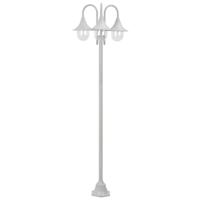 Image de Lampadaire de jardin E27 220 cm Aluminium 3 lanternes Blanc