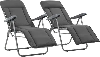 Image de Chaises pliables de jardin avec coussins lot de 2 Gris