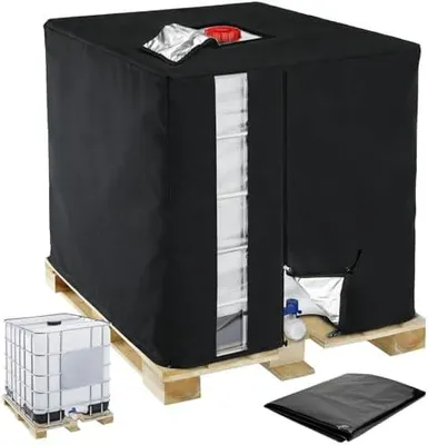 Produktbild von IBC Tank Abdeckung 420D Oxford Abdeckplane für 1000L Wassertank, IBC Container Abdeckung UV Schutz Schutzhülle,Regenwassertank Container Cover mit Sichtfenster,120 x110 x116 cm-Schwarz