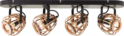 Produktbild von Brilliant Nikka Spotbalken, 4-flammig E14 Schwarz Natur 99616/76