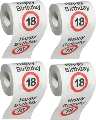 Productafbeelding van Schertsartikel decoratie leuk toiletpapier ronde - 4 rollen - Verjaardag grappig cadeau 18e