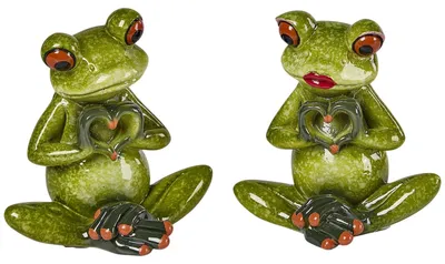 Produktbild von formano 2er Set Frosch Dekofiguren mit Herz 8 cm glänzend