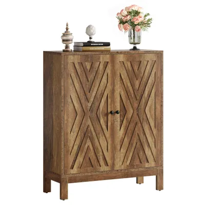 Image de Tribesigns Armoire à chaussures 2 portes, étagère à chaussures indépendante à 5 étages avec étagères réglables pour 20 paires, hauteur 110 cm, entrée, brun
