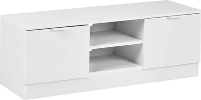 Obrázek produktu pro BELIANI TV stolek bílý dřevotříska 102 cm 2 skříňky 2 police úložný nábytek skandinávský design obývací pokoj