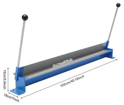 Produktbild von Manuelle Blechbiegemaschine - Metallabkantbank - Arbeitsbreite 914 mm - Biegewinkel 0–90° - Kapazität 1,2 mm Kohlenstoffstahl/1,5 mm Kupfer und Aluminium - Schraubbefestigung - Blau
