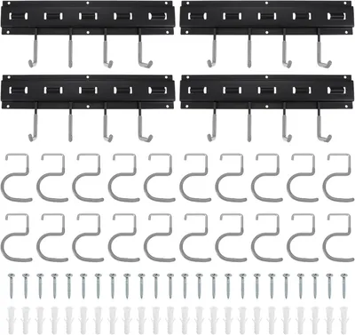 Imagen del producto de Soporte para herramientas de jardín, 8 x 41 cm, soporte de pared para herramientas de jardín, soporte para herramientas con gancho gris, ideal para garajes