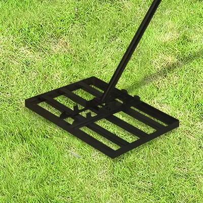 Produktbild von JOIEYOU Rasen Rakel Metall Rasen Nivellierrechen mit Verstellbar Stiel Flächenebner Rasenschieber Leveling Rake Rasenwerkzeug für Golf Gartengras Surface 25x50cm, Schwarz