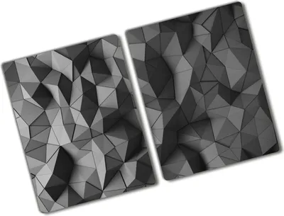 Produktbild von Tulup Glas Herdabdeckplatte - 2x40x52 cm - Glaskeramikkochfeld-Abdeckung Spritzschutz Glasabdeckplatte Kochplattenabdeckung und Schneidebrett - Zweiteilig - Kunst: modern & klassisch - 3D-Abstraktion - Grau