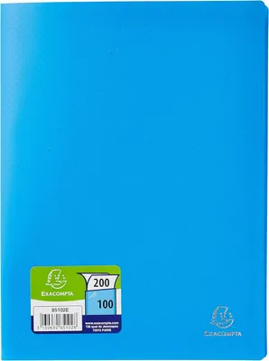 Produktbild von Exacompta 85102E Premium Sichtmappe aus blickdichten Kunststoff DIN A4 mit 100 Klarsichthüllen, 200 Sichten, perfekt für die Schule und das Büro Aktenhülle, Prospekthülle, blau