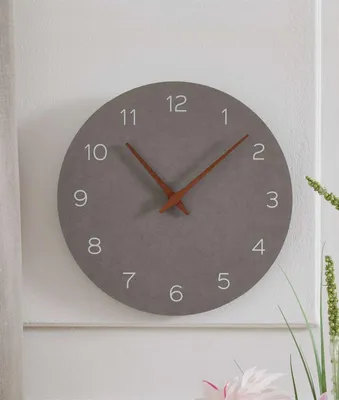 Produktbild von Wanduhr "Beton" grau, Ø 30 cm groß, aus MDF in Beton-Optik, moderne Uhr für Wohnzimmer & Küche, Wohnzimmeruhr