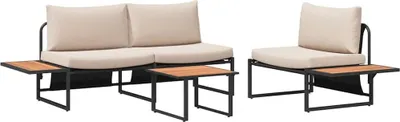 Produktbild von (Robust Möbel) Garten Essgruppe - elegantes Design - Sitzgruppe/Tisch+ Stuhl - 3 pcs Taupe Stahl - Terassenmöbel DEMöbel367424