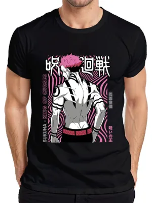 Productafbeelding van Sukuna Jujutsu Kaisen, Koning van de Vloeken, Anime, T-shirt met retro design, voor heren, zwart, maat 3XL