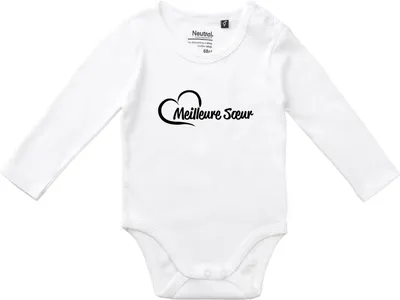 Produktbild von Huuraa Baby Body Meilleure Sœur Cœur 62 White  Baumwolle Fairtrade Langarmbody Geschenkidee
