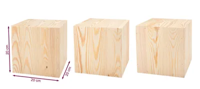 Produktbild von Pflanzenständer Holz 20x20x20 cm x3 – DIY Blumenständer zum Lackieren in Wunschfarbe, Vintage Holzdeko, Blumenhocker, Holzblock-Optik Säule, Dekosäule