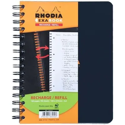 Produktbild von Rhodia 133572C, Einfarbig, Schwarz, A5+, 80 Blätter, 80 g/m², Kariertes Papier