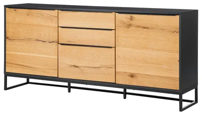 Produktbild von home24 Sideboard - Echtholzfurnier - Eiche / Anthrazit