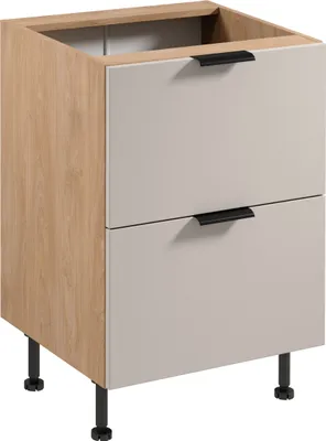 Produktbild von Küchenunterschrank 60 cm ohne Arbeitsplatte mit 2 Schubladen, Sorento D60S2 AX, Beige/Sonoma Eiche