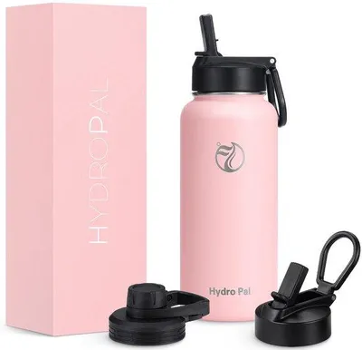 Image de Bouteille de sport isotherme et anti-fuites en acier inoxydable - 750 ml, 1 l, 1,2 l, sans BPA, adaptée aux boissons gazeuses, bouteille isotherme avec paille et 2 joints d'étanchéité, pour le sport (rose, 1 000 ml)