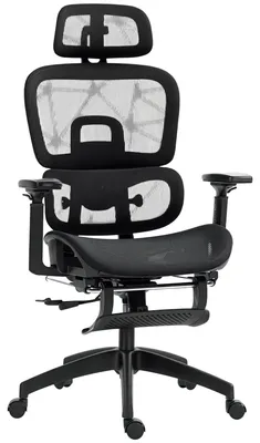 Produktbild von Bš¹rostuhl. Ergonomischer Schreibtischstuhl mit Netzstoffbezug. verstellbar. rollbar. mit Armlehnen. Kopfstš¹tze. Schwarz