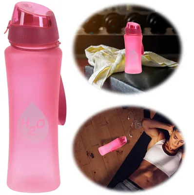 Produktbild von Sportflasche Trinkflasche 650ml Rot Pink Wasserflasche auslaufsicherer Klappdeckel