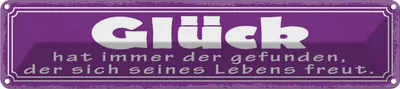 Produktbild von vianmo Blechschild 10x46 cm Glück hat immer der gefunden Spruch Zitat