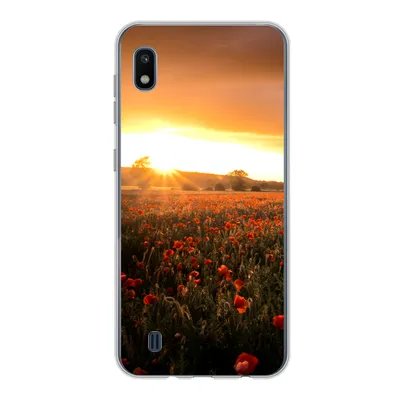 Produktbild von MuchoWow® Handyhülle Schutzhülle Hülle für Samsung Galaxy A10 Sonnenuntergang über den Mohnblumen in England Silikon Softcase Handy Hülle - Schutzhülle