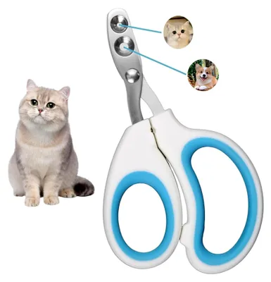 Produktbild von Doppelloch-Krallenschneider für Katzen, Nagelschneider für Katzen, Krallenschneider für Katzen, liegt gut in der Hand, einfach und sicher in der Anwendung (Blau)