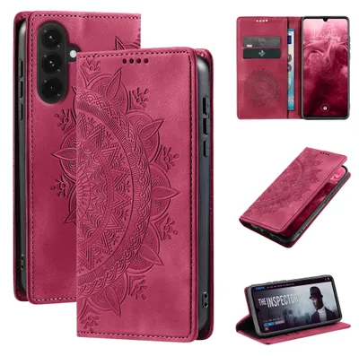 Produktbild von Mandala Handyhülle für Samsung Galaxy A18 / A18 5G RFID Schutz Klapphülle Case Cover Design Schutzhülle Farbe: Magenta