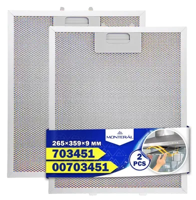 Imagen del producto de Filtros de aluminio para campana extractora - 2 unidades, anti-grasa, 265 x 359 x 9 mm