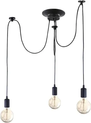 Obrázek produktu pro Závěsné svítidlo, lustr, výška 150 cm, 3 ramena, patice E27, barva černá, vhodné do obývacího pokoje