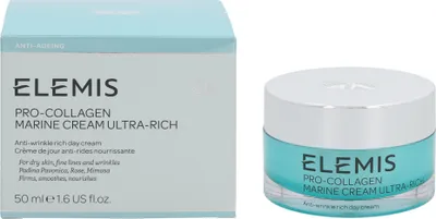 A product shot of Elemis Pro-Collagen Marine Cream Ultra-Rich, showing both the box and the jar.