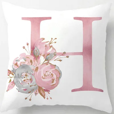 Produktbild von Kissenbezug 40x40 cm Rosa Buchstabenmuster Kurzvelours
