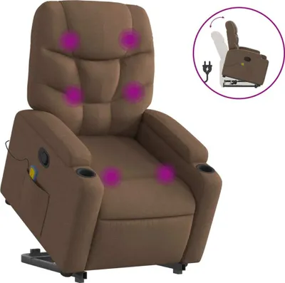 Produktbild von vidaXL Massagesessel mit Aufstehhilfe Braun Stoff