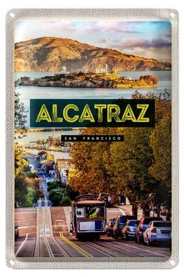 Produktbild von Blechschild Reise 18x12cm San Francisco Alcatraz Straßenbahn