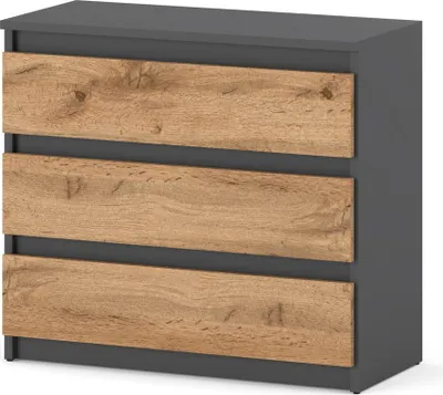 Zdjęcie produktu dla Komoda 3 Szuflady Nowoczesna Młodzieżowa 80Cm Szafka Rtv Loft Szary Wotan