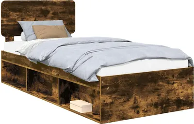 Produktbild von vidaXL Bettrahmen Geräucherte Eiche 90 x 200 cm Massives Kiefernholz