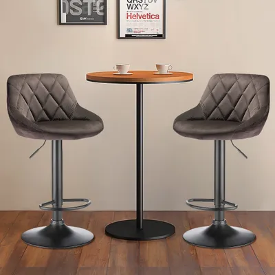 Produktbild von 2er Set Barhocker aus Samt Bistrohocker drehbar höhenverstellbar Barstuhl braun