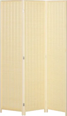 Image de HOMCOM Paravent interieur en bois 3 panneaux 135 x 180 cm séparateur de pièce pliable cloison de séparation pour salon chambre à coucher maison, bois naturel