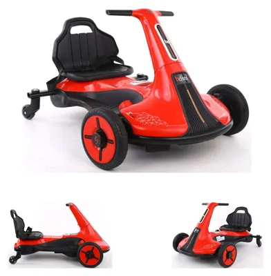 Produktbild von ES-Toys Kinder Elektro-Fahrzeug Drift Cart Gokart, Bluetooth Rückwärtsgang Hupe rot