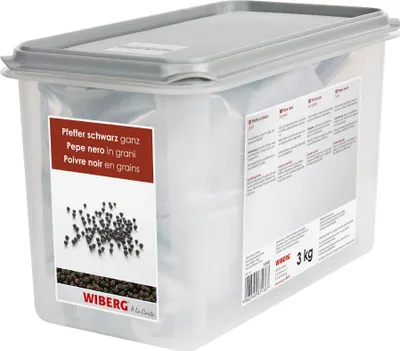 Produktbild von Wiberg Schwarzer Pfeffer ganz 3 kg – ca. 7900 ml Großpackung Gewürz für Gastronomie