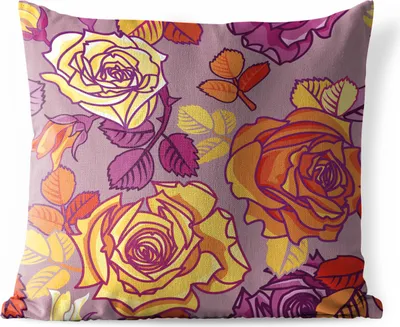 Produktbild von MuchoWow® Outdoor Kissen - Rosen - Gelb - Muster - 40x40 cm - Wetterfest - Lounge Kissen - Kopfkissen - Interieur - Polster mit Bild